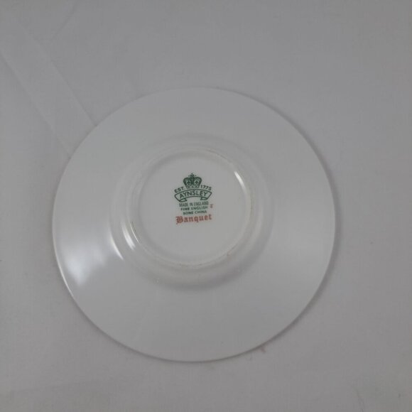 Aynsley Banquet Flat Demitasse Cup Saucer Set Fine Bone China England - Picture 16 of 16